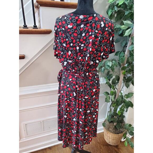 Croft&Barrow Women Multicolor Polyester V-Neck Short Sleeve Knee Length Dress L - Picture 8 of 12